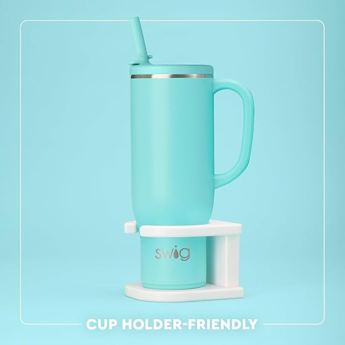 Swig Life 30oz Mega Mug, 30oz Tumbler with Handle and Straw, Large Insulated Tumblers, Cup Holder Friendly Travel Mug, Stainless Steel 30 oz Tumbler, Reusable Insulated Water Bottle (Hydrangeas)