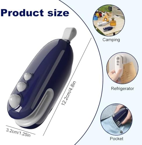Mini Bag Sealer, 2-in-1 Portable Handheld Heat Sealing Machine with Cutter & Magnet, Rechargeable Snack & Chip Bag Resealer for Food Storage (White - 2 Pack)