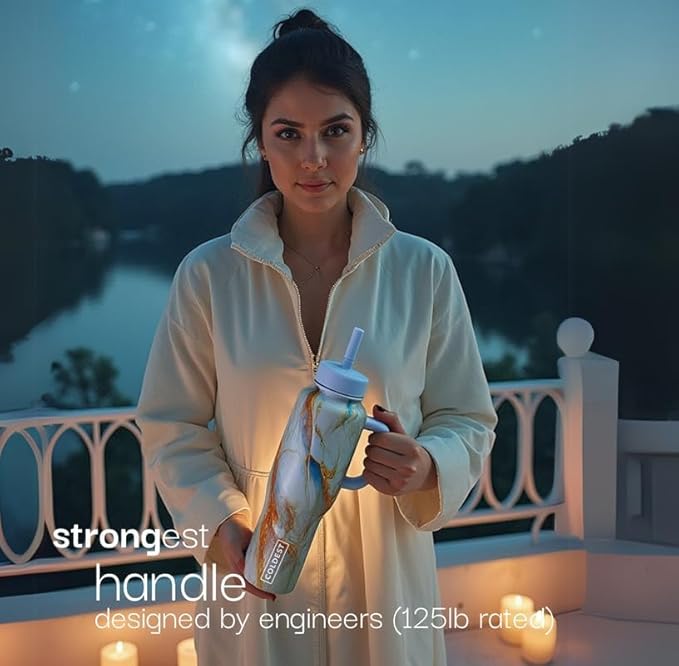 Coldest Tumbler with Handle and Straw - 100% Leak Proof Insulated Tumbler with Lid and Straw (3 Lids) - Stainless Steel Tumblers for Women & Men - Cup Holder Friendly Base, 46 oz (Trailblazer)