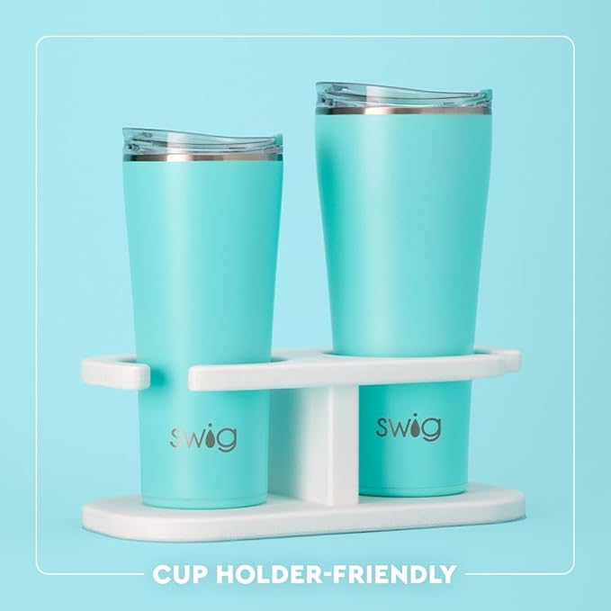 Swig Life 32oz Insulated Tumbler, Travel Coffee Tumbler with Lid, Cup Holder Friendly Travel Coffee Mug, Stainless Steel, 32 oz, Reusable Insulated Mug with Lid (Candy Crush)