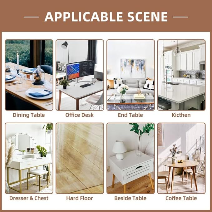 Warmstar Clear Table Cover Protector 14 x 24 Inch,1.5mm Thick Plastic Table Cover Rectangle,PVC Clear Table Protector,Desk Protector Mat for Kitchen, Dresser, Writing Desk,Dining Room Table