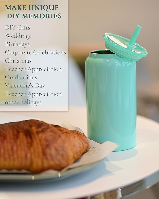 Glass Cups with Lids and Straws, 16oz Stainless Steels Cups, Beer Cups, Iced Coffee Cup, Smoothie Cup, Sublimation Tumbler, Yellow (Smooth Polished Finish, Sublimatable)