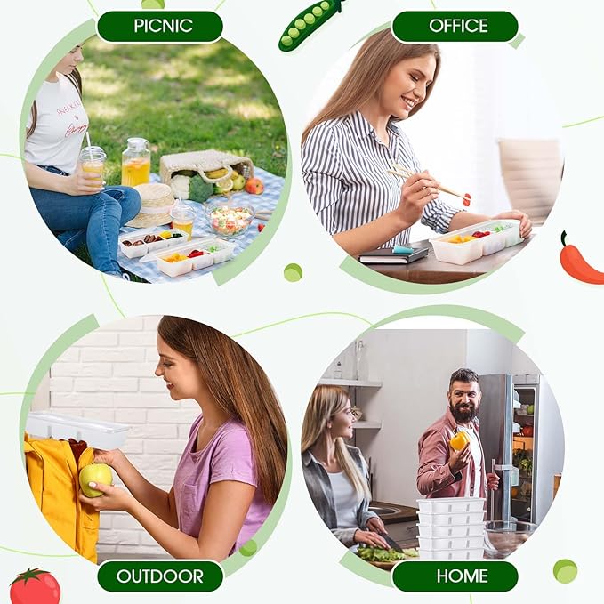 Hushee 25 Pack 17 oz Small Meal Prep Containers with 3 Compartments Snack Containers with Lid Disposable Plastic Bento Box Travel Lunch Food Boxes Stackable for Office Picnic (White)