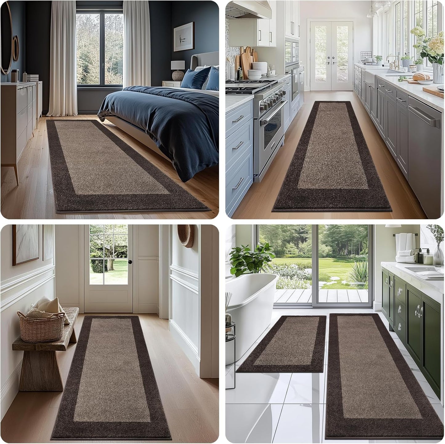 Machine Washable Kitchen Rug 24" x 70", Non Slip Kitchen Mat for Floor, Absorbent Entrance Runner Rug for Bedroom, Hallway, Bathroom, Door (Roll Packing)