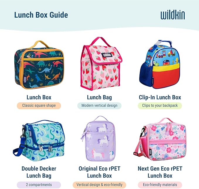 Wildkin Kids Two Compartment Insulated Lunch Bag – Keeps Food Hot or Cold, Easy-Clean Lining, Leak-Resistant & BPA-Free – Boys & Girls, Ideal for School, Travel & Daycare – Pink Glitter