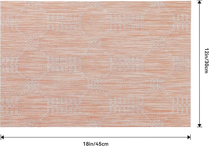 Leetaltree Coral Placemats Set of 8 - Heat Resistant Non-Slip Place mats for Dining Table, Washable Durable PVC Vinyl Woven Table Mats(Coral, 8)