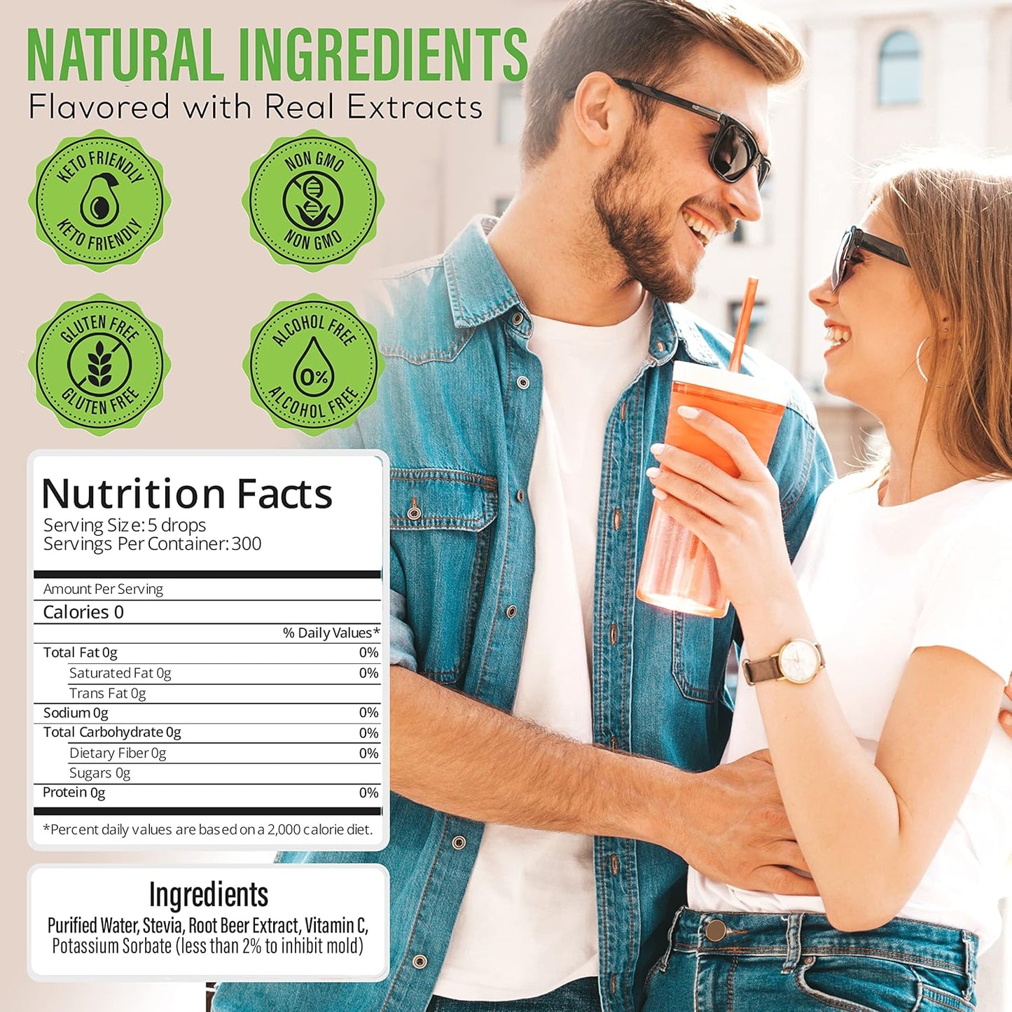 Stevia Select Root Beer Flavored Liquid Stevia ā Zero Calorie Coffee, Tea, Drink & Baking Sweetener, All-Natural, No Erythritol, Keto-Friendly Sugar Alternative, 300 Servings ā 2 Oz (1 Pack)