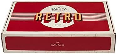 KARACA Retro Beige 6 Person Tea Set - 12 Piece Turkish Tea Cups and Saucers, Turkish Tea Glasses Set with Gold Decal Details