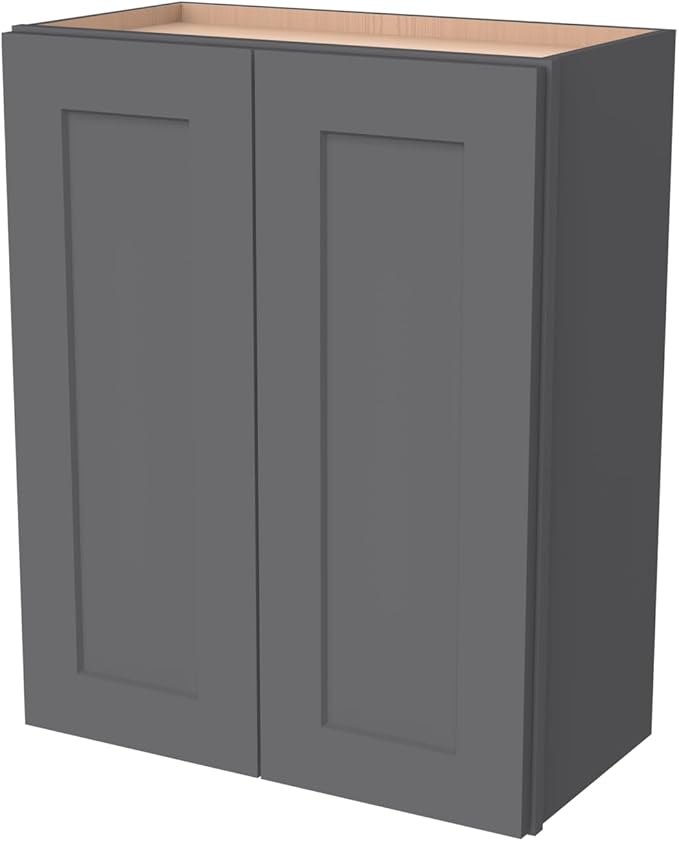 Wall-Mounted Cabinet – Solid Wood Shaker Style Medicine Cabinet with Adjustable Shelves & Soft-Close Doors for Bathroom, Kitchen, and Office Storage (Pebble Gray, 42" W x 12" D x 36" H)
