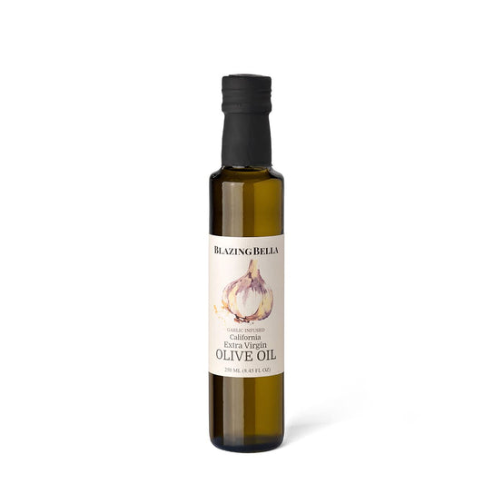 Blazing Bella Garlic Infused Extra Virgin Olive Oil - Create remarkable and memorable dishes with this premium Garlic Olive oil from California