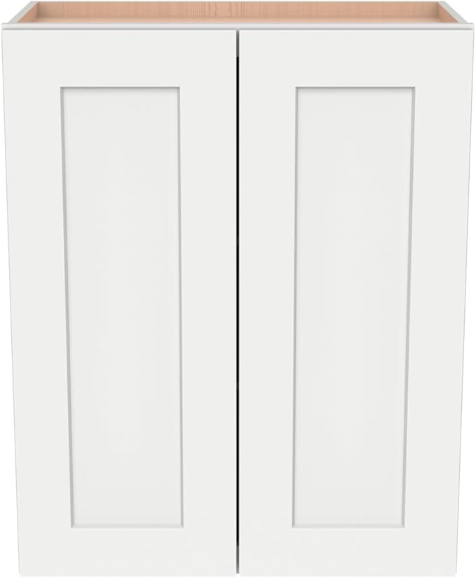 Wall-Mounted Cabinet – Solid Wood Shaker Style Medicine Cabinet with Adjustable Shelves & Soft-Close Doors for Bathroom, Kitchen, and Office Storage (Origami White, 36" W x 12" D x 36" H)