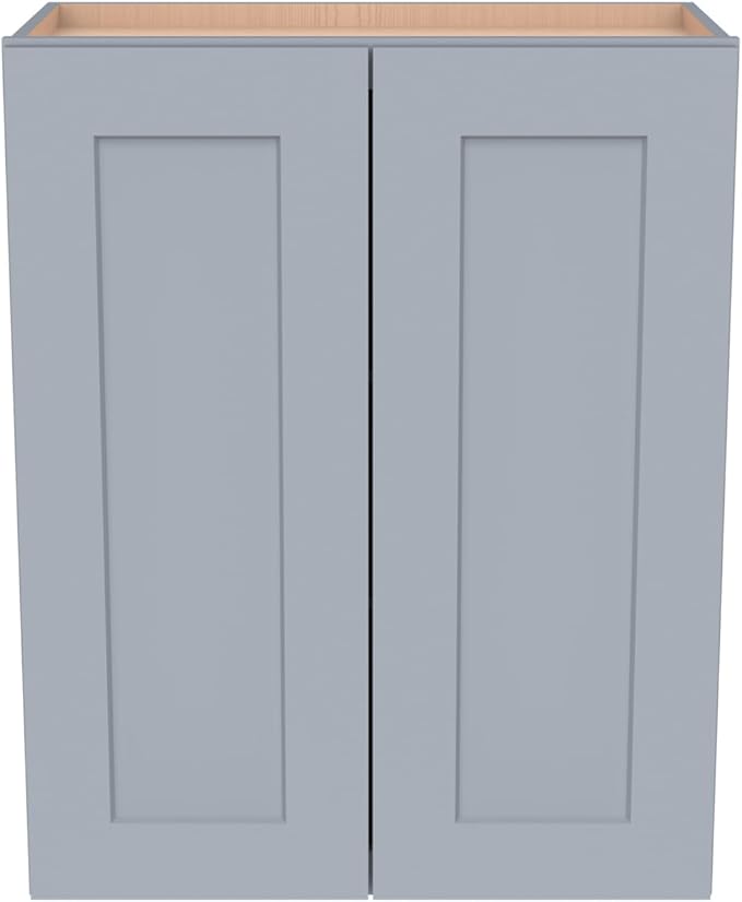 Wall-Mounted Cabinet – Solid Wood Shaker Style Medicine Cabinet with Adjustable Shelves & Soft-Close Doors for Bathroom, Kitchen, and Office Storage (Grey, 39" W x 12" D x 42" H)