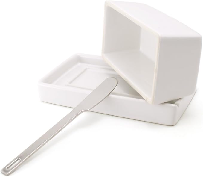 ZERO JAPAN Compact Butter Dish for Countertop, Fits West Coast Butter Sticks (Stubby Size), Ceramic Butter Keeper with Lid, Space-Saving Design, Made in Japan, Kiwi