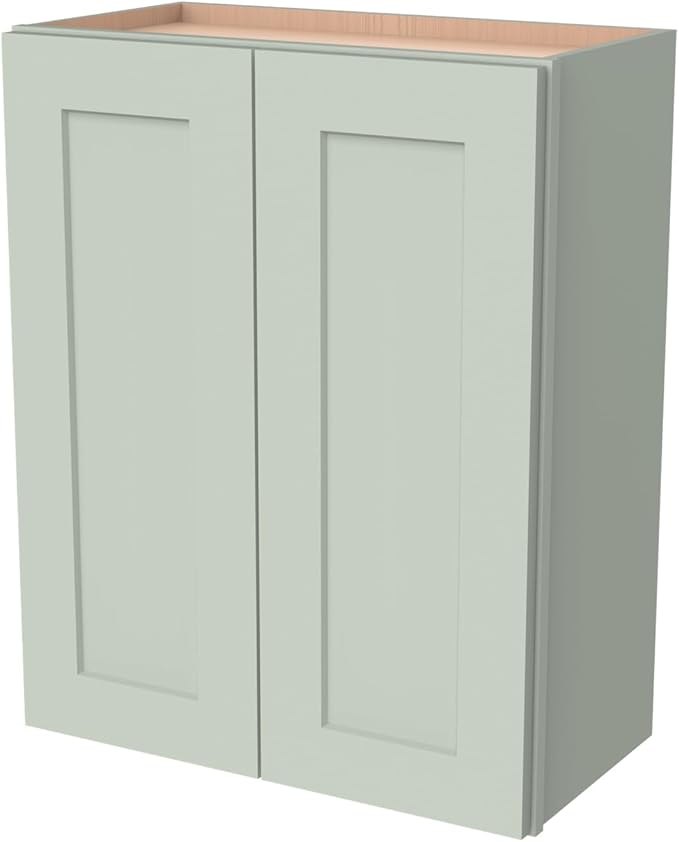 Wall-Mounted Cabinet – Solid Wood Shaker Style Medicine Cabinet with Adjustable Shelves & Soft-Close Doors for Bathroom, Kitchen, and Office Storage (Jade Green, 39" W x 12" D x 36" H)