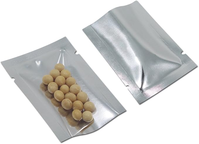 200 Pack Silver Aluminum Foil Pouch (Inner Size 1.6x2.4 inch) Heat Seal Window Plastic Open Top Vacuum Packaging Mylar Bags Food Small Sample Packets Mylar Storage with Tear Notch 1.9x2.7 inch