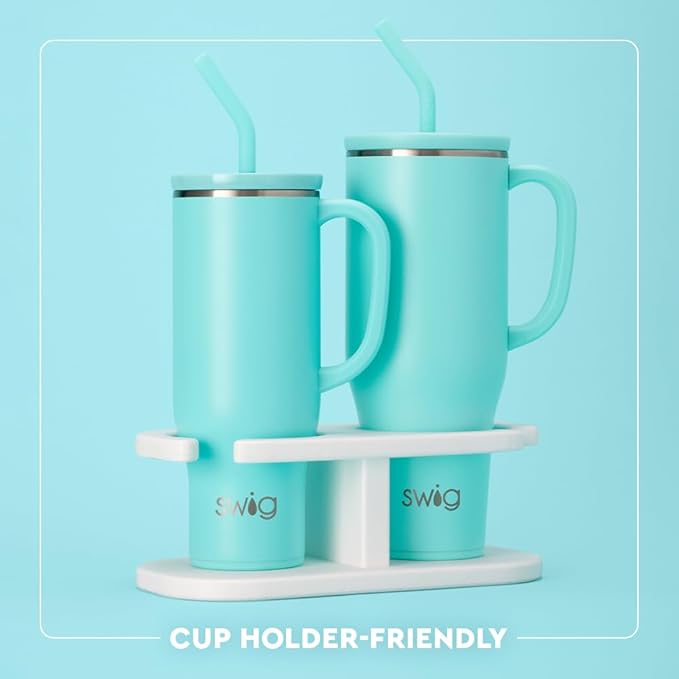 Swig Life 40oz Mega Mug, 40oz Tumbler with Handle and Straw, Extra Large Insulated Tumblers, Cup Holder Friendly Travel Mug (Blue Lagoon)