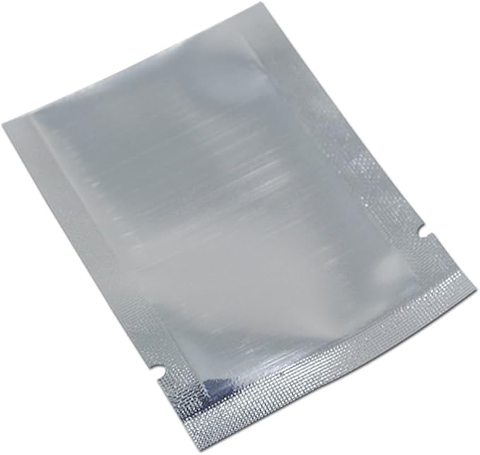 Silver Aluminum Foil Pouch Heat Seal Front Window Plastic Mini Open Top Flat Vacuum Packaging Mylar Bag Food Small Sample Mylar Storage with Tear Notch (1000, 8x12cm(3.1x4.7 inch))