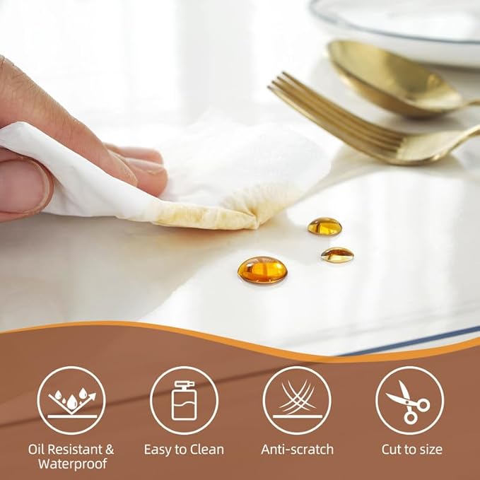 Warmstar Clear Table Cover Protector 54 x 72 Inch,1.5mm Thick Plastic Table Cover Rectangle,PVC Clear Table Protector,Desk Protector Mat for Kitchen, Dresser, Writing Desk，Dining Room Table