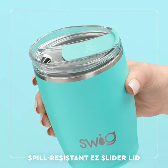 Swig Life 12oz Insulated Tumbler, Travel Coffee Tumbler with Lid, Cup Holder Friendly Travel Coffee Mug, Stainless Steel, 12 oz Reusable Insulated Coffee Mug (Saturdays in Athens)