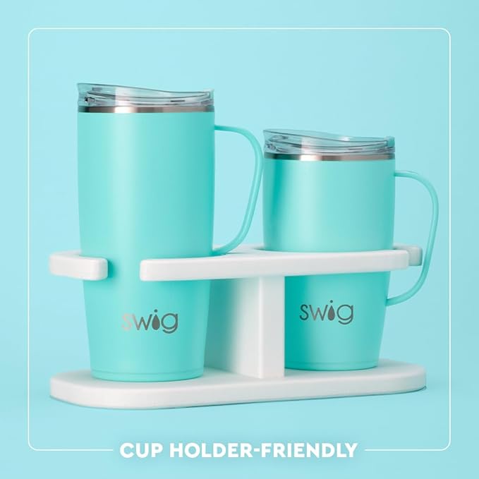 Swig Life 22oz Travel Mug, Insulated Tumbler with Handle and Lid, Travel Coffee Mug, Cup Holder Friendly, Stainless Steel 22 oz Tumbler, Reusable Insulated with Lid (Pagoda Paradise)