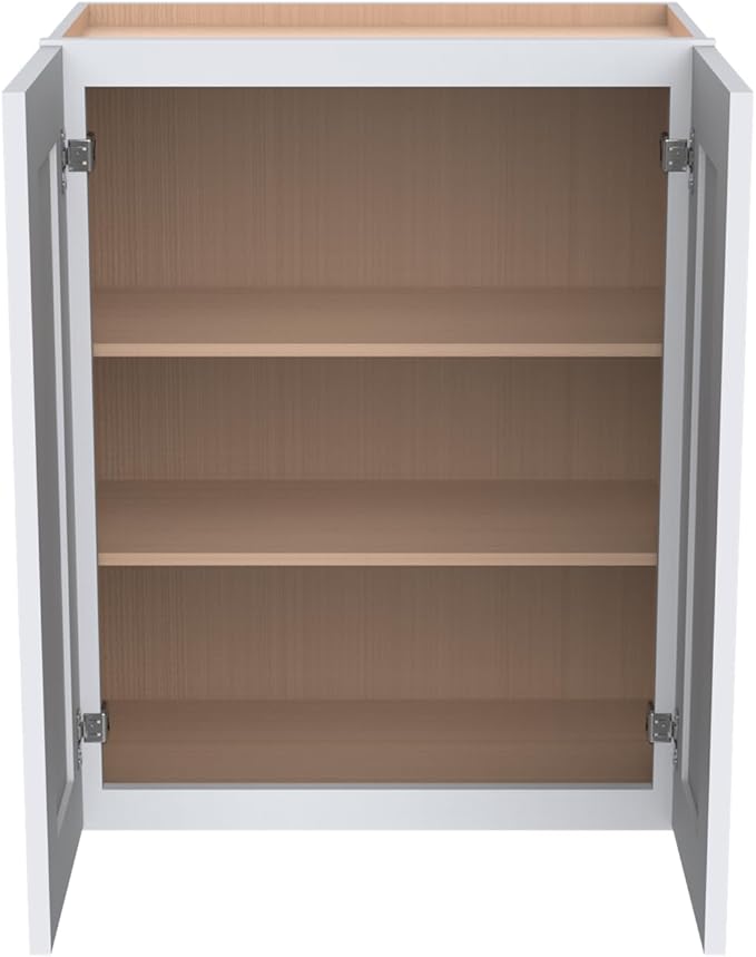 Wall-Mounted Cabinet – Solid Wood Shaker Style Medicine Cabinet with Adjustable Shelves & Soft-Close Doors for Bathroom, Kitchen, and Office Storage (White, 42" W x 12" D x 30" H)