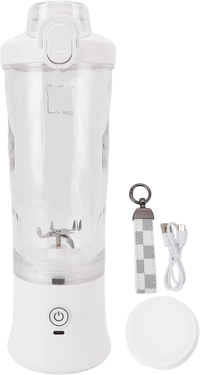 600ml Portable Blender with RGB Light,USB C Rechargeable Juicer Cup for Gym & Travel,18000RPM Stainless Steel Electric Fruit Mixer