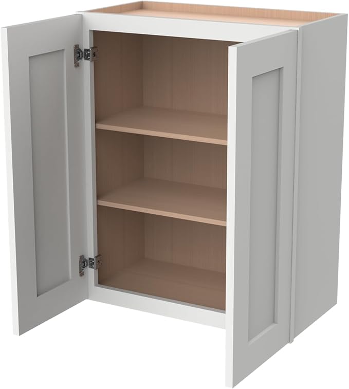 Wall-Mounted Cabinet – Solid Wood Shaker Style Medicine Cabinet with Adjustable Shelves & Soft-Close Doors for Bathroom, Kitchen, and Office Storage (Origami White, 36" W x 12" D x 42" H)