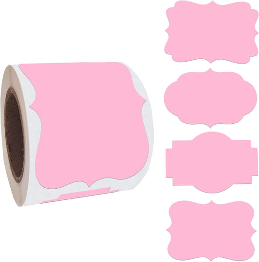 2 x3 Pink Label Stickers, Self-Adhesive Gift Tag Stickers, Write on Blank Labels for Essential Oil Bottles, Gifts, Name Tags, Fancy Shapes 200PCS