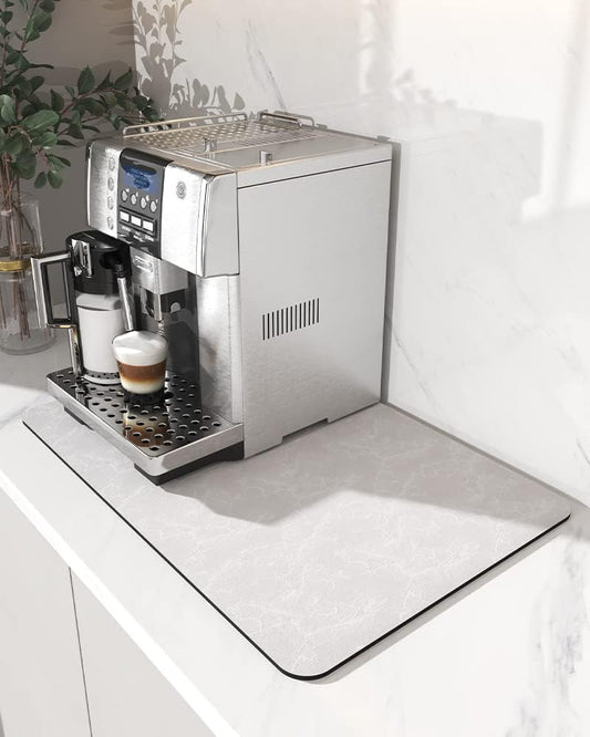AMOAMI Coffee Mat - Hide Stain, Rubber Backed, Absorbent Dish Drying Mat for Kitchen Counter - Fits Under Coffee Maker & Machine, Dish Rack