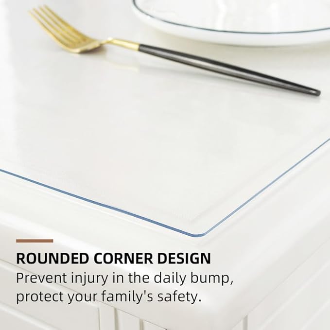 Warmstar Clear Table Cover Protector 36 x 91 Inch,1.5mm Thick Plastic Table Cover Rectangle,PVC Clear Table Protector,Desk Protector Mat for Kitchen, Dresser, Writing Desk，Dining Room Table