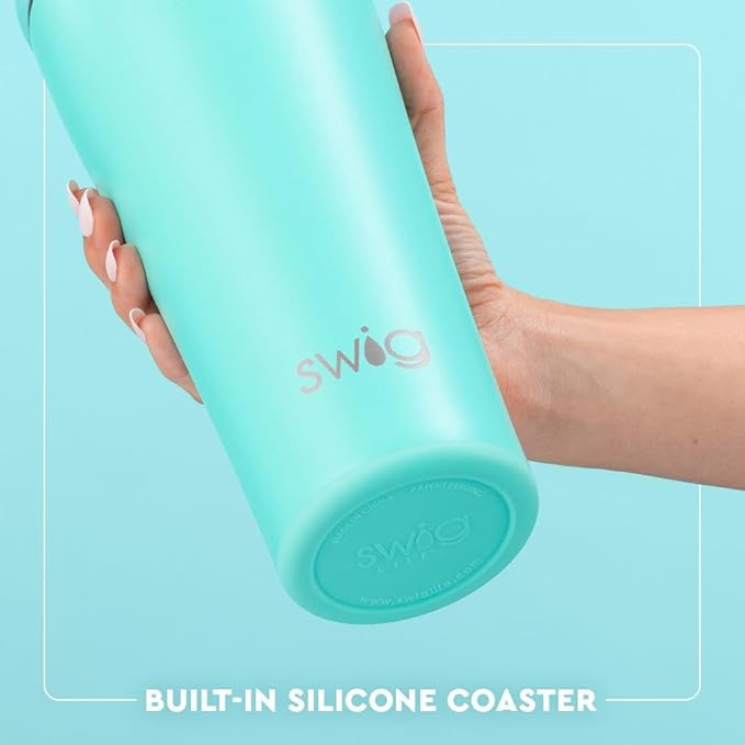 Swig Life 32oz Straw Tumbler, Travel Coffee Tumbler with Lid, Cup Holder Friendly Travel Coffee Mug, Stainless Steel, 32 oz Reusable Insulated Coffee Mug (Saturdays In Ann Arbor)