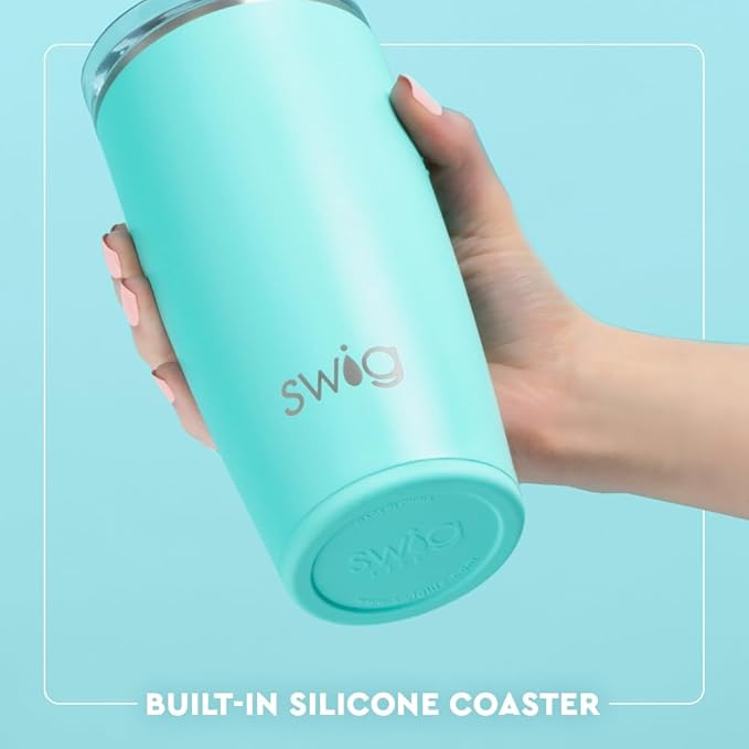 Swig Life 22oz Insulated Tumbler, Travel Coffee Tumbler with Lid, Cup Holder Friendly Travel Coffee Mug, Stainless Steel, 22 oz Tumblers, Reusable Insulated Mug with Lid (Miss Independence)