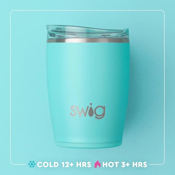 Swig Life 12oz Insulated Tumbler, Travel Coffee Tumbler with Lid, Cup Holder Friendly Travel Coffee Mug, Stainless Steel, 12 oz Reusable Insulated Coffee Mug (Saturdays in Gainesville)