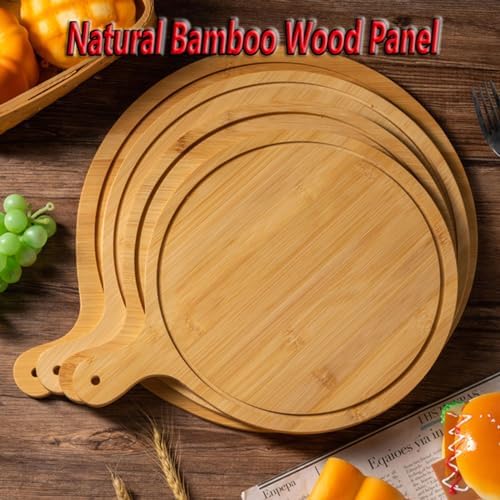 Pizza Serving Board Tray Set of 8, Wooden Lightweight Handles, Up to 13 Inches, Pizza Making Storage, Perfect for Parties and Gatherings,Light Brown,10inch