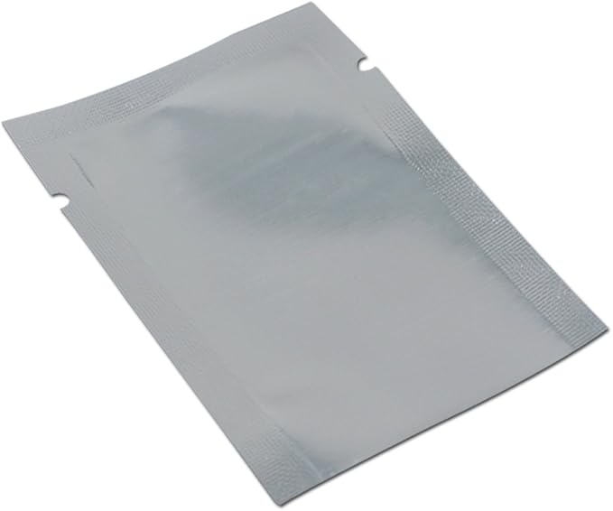 Silver Aluminum Foil Pouch Heat Seal Front Window Plastic Mini Open Top Flat Vacuum Packaging Mylar Bag Food Small Sample Mylar Storage with Tear Notch (1000, 1.9x2.7 inch)
