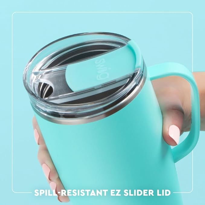 Swig Life 22oz Travel Mug, Insulated Tumbler with Handle and Lid, Travel Coffee Mug, Cup Holder Friendly, Stainless Steel 22 oz Tumbler, Reusable Insulated with Lid (Mystique)