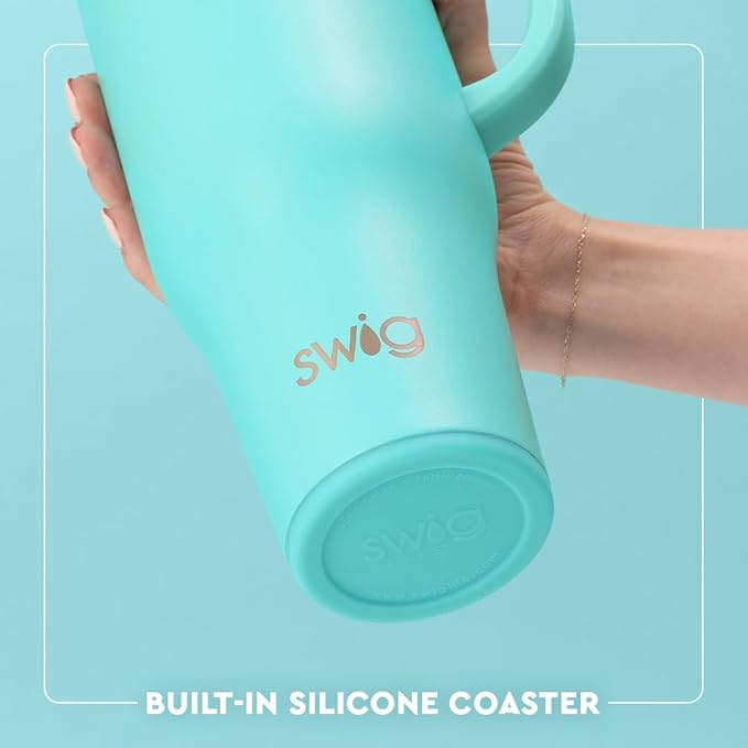 Swig Life 40oz Mega Mug, 40 oz Tumbler with Handle and Straw, Cup Holder Friendly, Dishwasher Safe, Extra Large Insulated Tumbler, Stainless Steel (Après Ski)