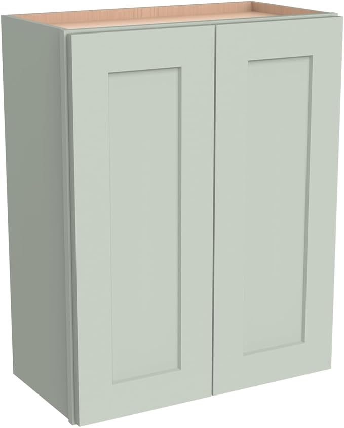Wall-Mounted Cabinet – Solid Wood Shaker Style Medicine Cabinet with Adjustable Shelves & Soft-Close Doors for Bathroom, Kitchen, and Office Storage (Jade Green, 39" W x 12" D x 42" H)