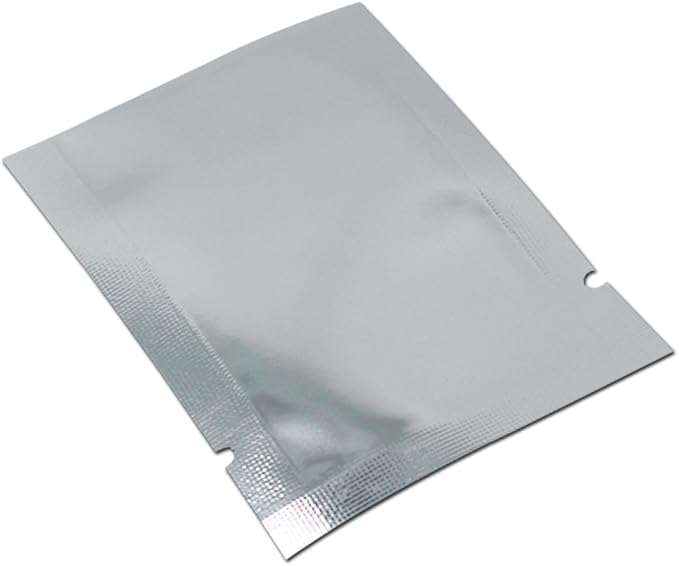 Silver Aluminum Foil Pouch Heat Seal Front Window Plastic Mini Open Top Flat Vacuum Packaging Mylar Bag Food Small Sample Mylar Storage with Tear Notch (1000, 8x12cm(3.1x4.7 inch))