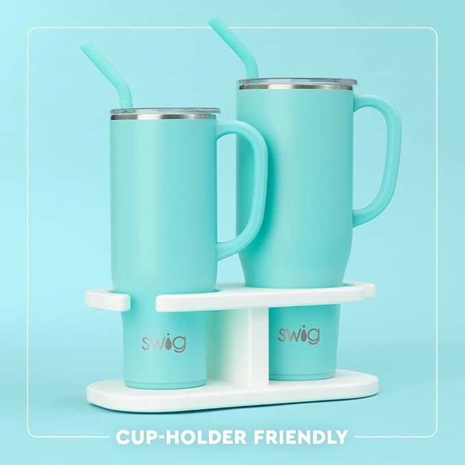 Swig Life 30oz Mega Mug, 30 oz Tumbler with Handle and Straw, Cup Holder Friendly, Dishwasher Safe, Extra Large Insulated Tumbler, Stainless Steel Water Bottle (Caliente)