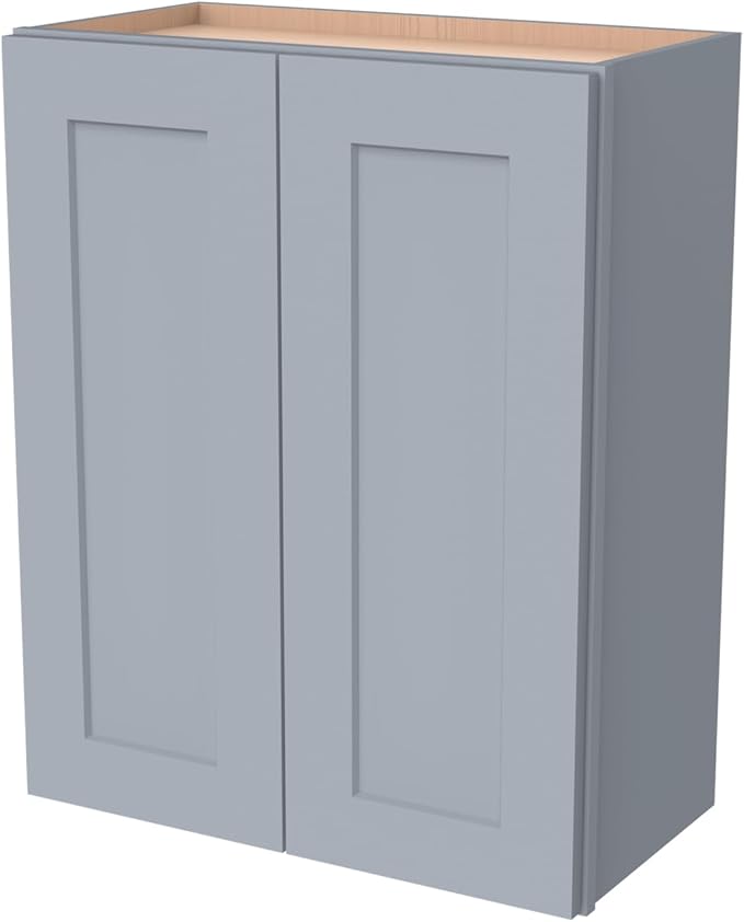 Wall-Mounted Cabinet – Solid Wood Shaker Style Medicine Cabinet with Adjustable Shelves & Soft-Close Doors for Bathroom, Kitchen, and Office Storage (Grey, 42" W x 12" D x 36" H)