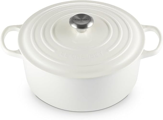 Le Creuset Enameled Cast Iron Signature Round Dutch Oven, 7.25 qt., White
