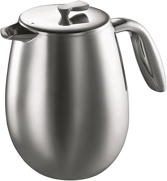 Bodum 51 oz Columbia Thermal French Press Coffee Maker, Insulated Double Wall Stainless Steel, Chrome
