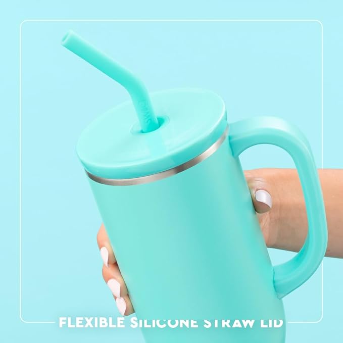 Swig Life 30oz Mega Mug, 30oz Tumbler with Handle and Straw, Large Insulated Tumblers, Cup Holder Friendly Travel Mug, Stainless Steel 30 oz Tumbler, Reusable Insulated Water Bottle (Sherbet Stripe)