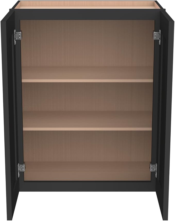 Wall-Mounted Cabinet – Solid Wood Shaker Style Medicine Cabinet with Adjustable Shelves & Soft-Close Doors for Bathroom, Kitchen, and Office Storage (Charcoal Black, 36" W x 12" D x 30" H)