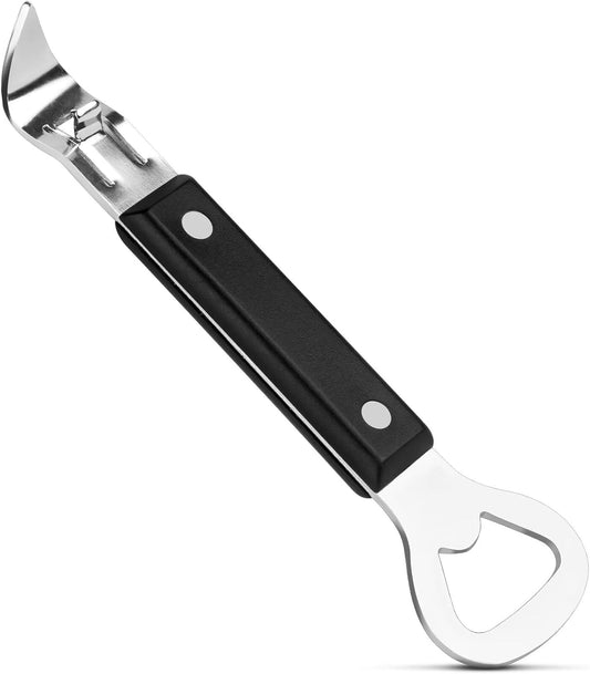 Can Punch Opener with Non-Slip Handle, 2-in-1 Stainless Steel Beer Bottle and Can Opener, Rust-Resistant and Compact, for Kitchen, Bar, Camping