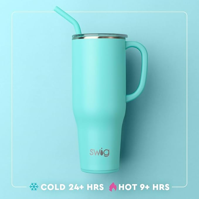 Swig Life 40oz Mega Mug, 40 oz Tumbler with Handle and Straw, Cup Holder Friendly, Dishwasher Safe, Large Stainless Steel Insulated Tumbler, Lightweight Cowgirl Cups, Cowgirl Gifts (Let's Go Girls)