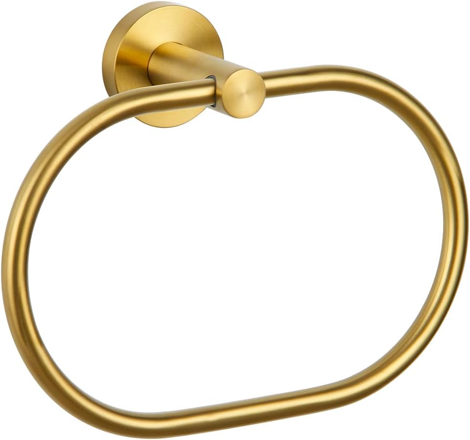 Bath Towel Ring Brushed Gold, APLusee 304 Stainless Steel Swivel Hand Towel Holder Dry Rack Near The Sink, Modern Bathroom Accessories