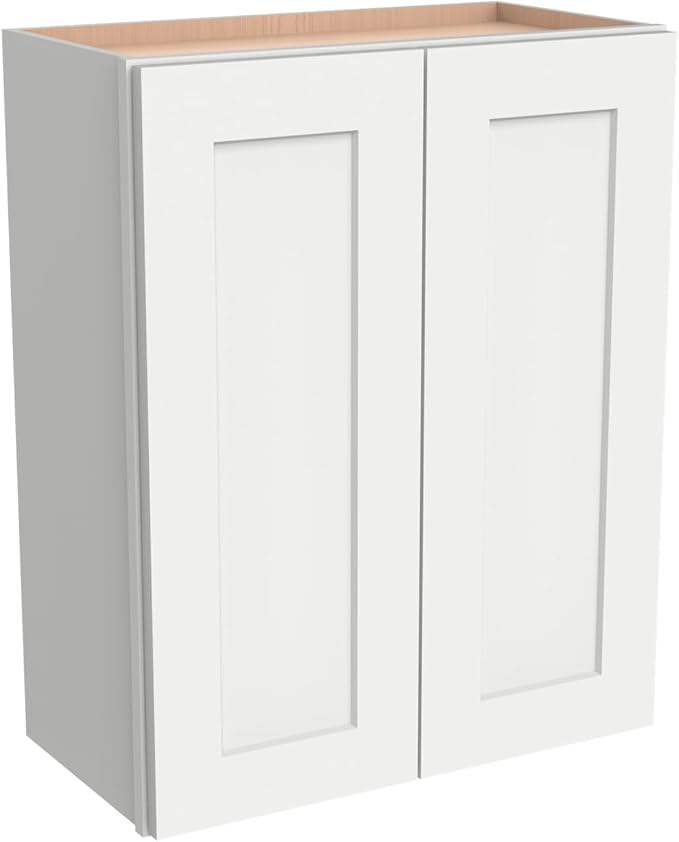 Wall-Mounted Cabinet – Solid Wood Shaker Style Medicine Cabinet with Adjustable Shelves & Soft-Close Doors for Bathroom, Kitchen, and Office Storage (Origami White, 30" W x 12" D x 30" H)