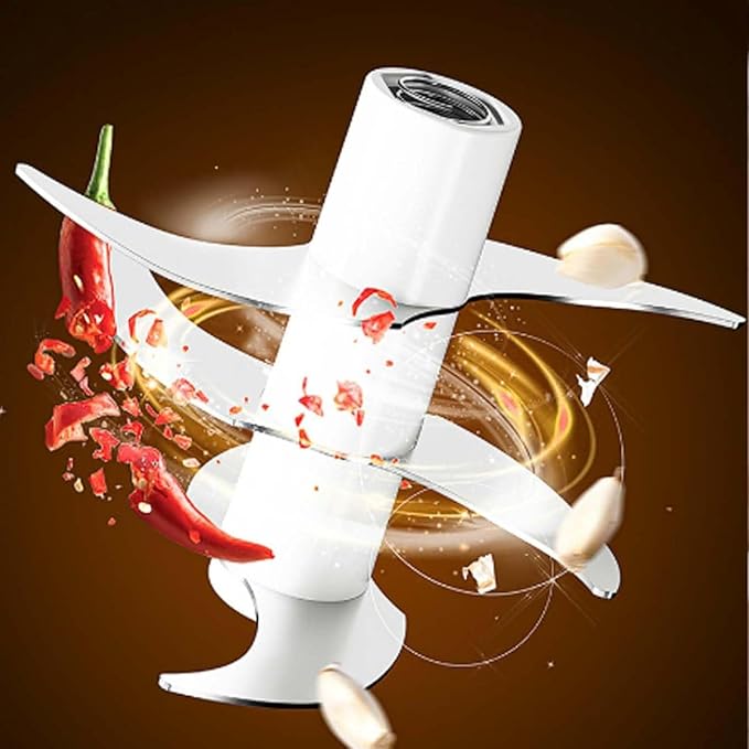 Household Electric Garlic Crusher, Electric Garlic Chopper, Mini Portable Veggie Chopper with 4/6 Stainless Steel Blades, Wireless Rechargeable Food Cutter for Garlic, Onion, Chili (2PCS-C,250ML)